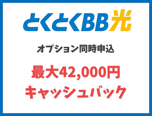 【最大42,000円】オプションで上乗せキャッシュバック【GMOとくとくBB光 キャンペーン】