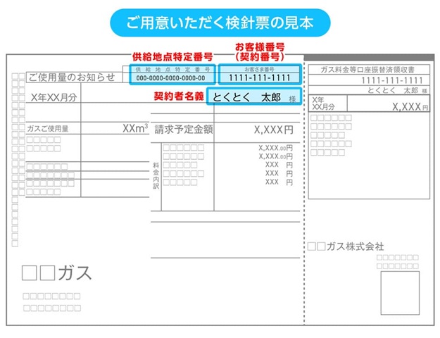 ガスの検針票のイメージ図